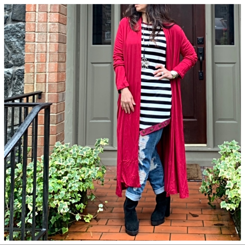Beautiful Burgundy side pocket long duster - Picture 6 of 8